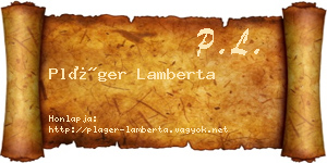 Pláger Lamberta névjegykártya
